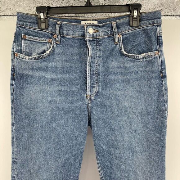 AGOLDE Riley High Rise Straight Crop Jeans – Frequency Wash Denim Size 30 - Picture 4 of 17